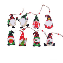 New Christmas Decorations Painted Wooden Small Pendants Christmas Tree Faceless Elderly Rudolph Pattern Pendants Wholesale